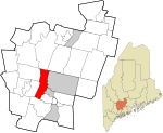 Kennebec County Maine incorporated and unincorporated areas Manchester highlighted